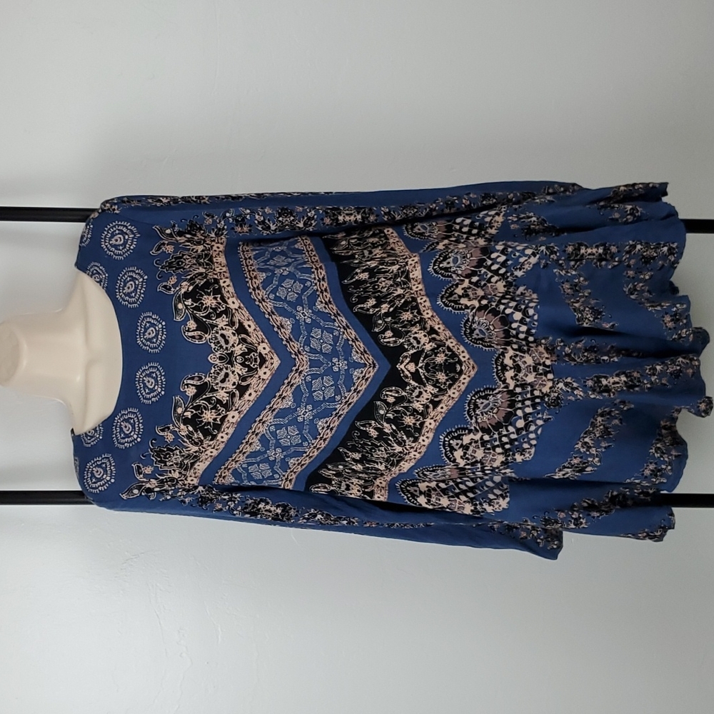 Free People Smooth Talker Tunic Dress S Blue Boho Chic